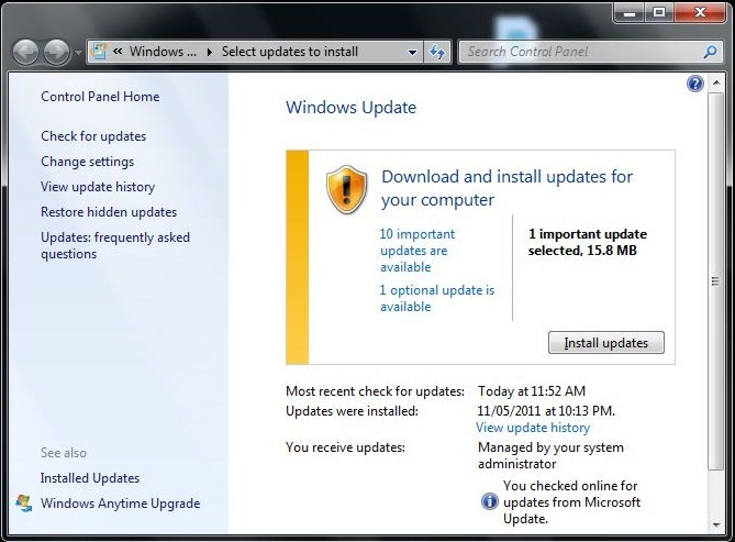 windows update for windows 2011 home server
