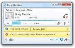 Lync-CannotParkCallRightNow