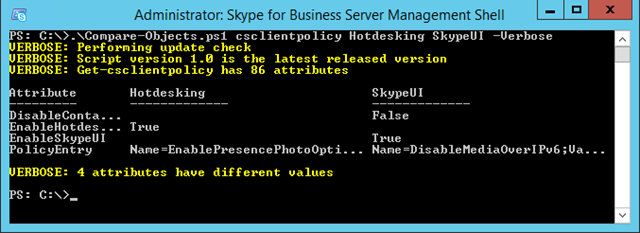 Compare-CsClientPolicy