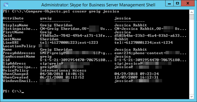 Compare-CsUser
